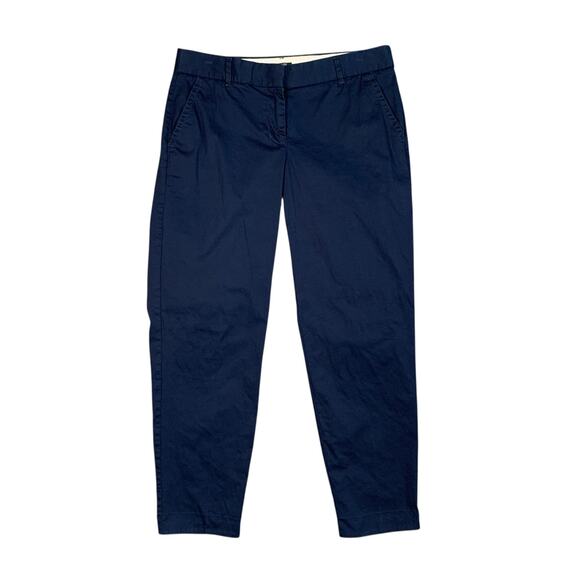 J Crew Pants Womens 6 Navy Stretch City Fit Skimmer Tapered Cropped Trousers - Picture 1 of 9